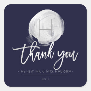 PixDezines Monogram Silver Foil, DIY Navy Blue Quadratischer Aufkleber