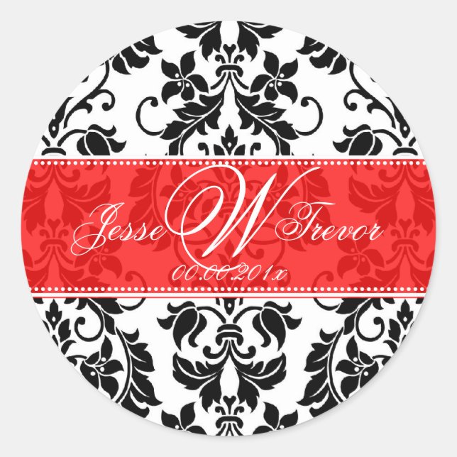 PixDezines Monogram Tanza Damask, DIY-Hintergrund Runder Aufkleber (Vorderseite)