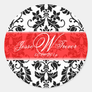 PixDezines Monogram Tanza Damask, DIY-Hintergrund Runder Aufkleber