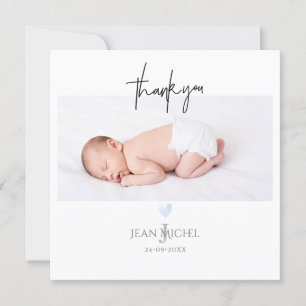 PixDezines Monogram Vielen Dank Baby Blue Heart Einladung