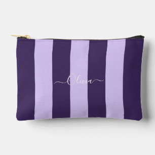 PixDezines Monogramm Cabana-Streifen Pflaume Flied Zubehörtasche