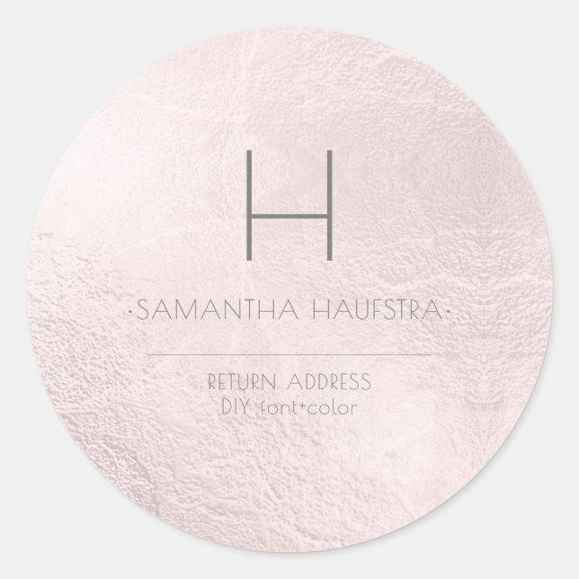 PixDezines Monogramm-Imitate Blush Foil Runder Aufkleber (Vorderseite)