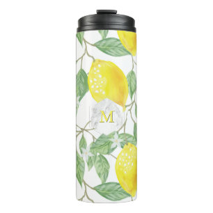 PixDezines MONOGRAMM LEMONEN MUSTER Thermosbecher