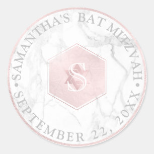 PixDezines Monogramm Rosa Blassene Honigwaben Mitz Runder Aufkleber