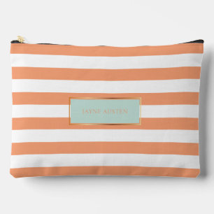 PixDezines Monogramm-Streifen korallenweiß Zubehörtasche