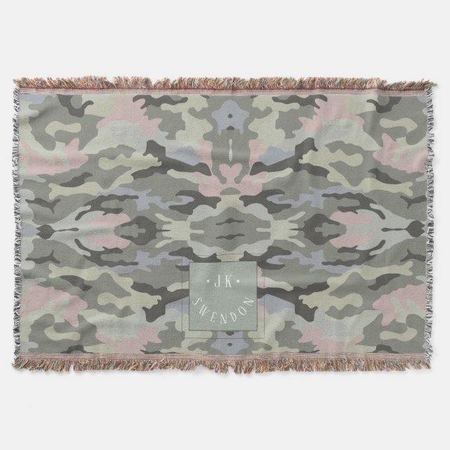 PixDezines Monogramm Tarnmuster Militär Decke (Vorderseite)