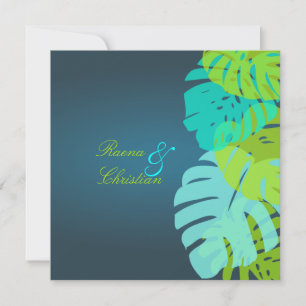 PixDezines Monstera Blätter/aquamarin/aqua/Limon Einladung