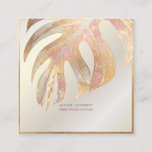 PixDezines MONSTERA, TRI-FARBE IMITATS FOIL Quadratische Visitenkarte