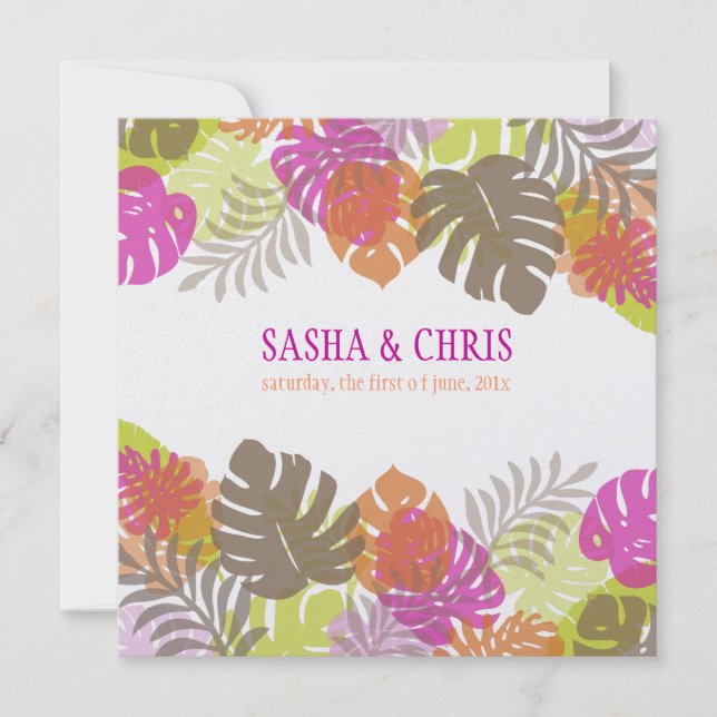 PixDezines Monstera, tropische Blattfarben Einladung (Vorderseite)