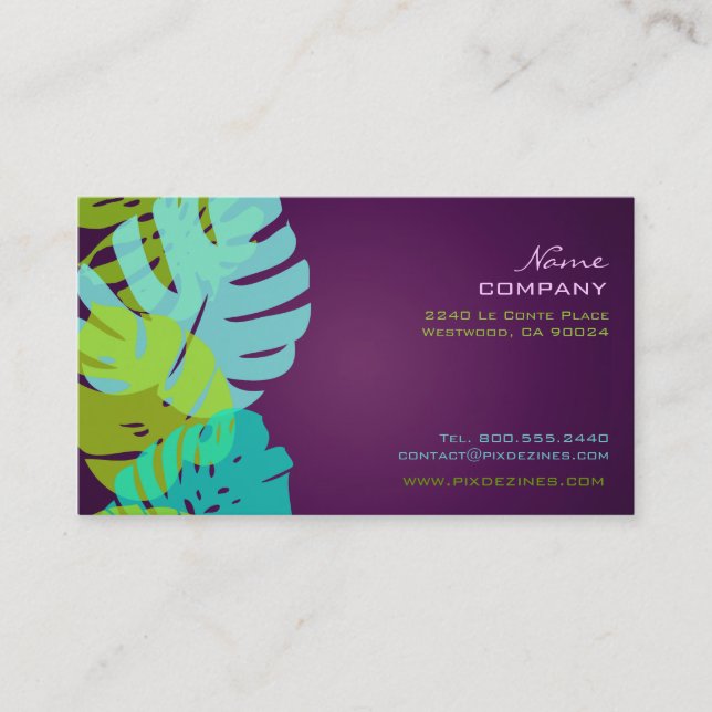 PixDezines Monstera, tropisches Retro-Blattwerk Visitenkarte (Vorderseite)