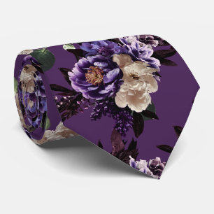 PixDezines Moody Botanical Lila Blumen Krawatte