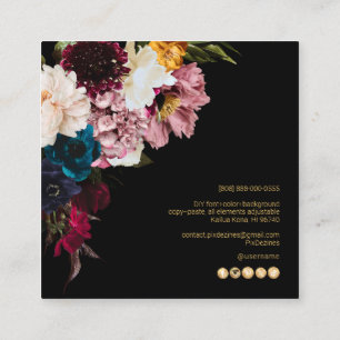 PixDezines Moody Botanische Blume Quadratische Visitenkarte