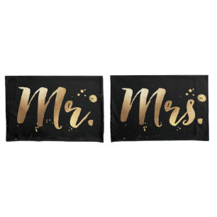 PixDezines mr/mrs/Imitat Goldfarben/DIY-Farbstoffe Kissenbezug