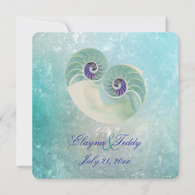 PixDezines nautilus/Hochzeit am Strand Einladung (Vorderseite)