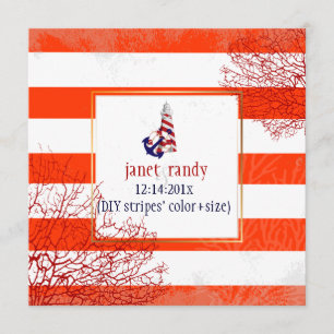 PixDezines nautische Anker+Lebensdauer+Leuchtturm Einladung