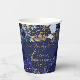 PixDezines Navy Blue Gold Glitzer QuinceDress Pape Pappbecher