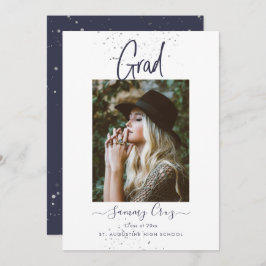 PixDezines Navy Blue Grad Flat Announcement Card Ankündigung
