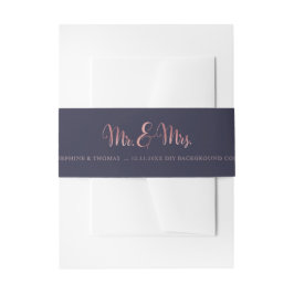 PixDezines Navy+Imitate Rose Gold Mr+Mrs. Einladungsbanderole