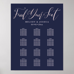 PixDezines Navy Moderne Kalligrafie, Sitzplan Poster
