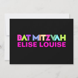 PixDezines Neon Lights Bat Mitzvah Einladung