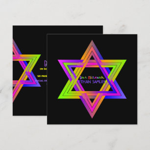 PixDezines Neon Sign Star von David/Bar Mitzvah Einladung