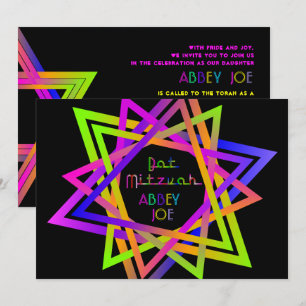 PixDezines Neonschild Stern Davids/Bat Mitzwa Einladung
