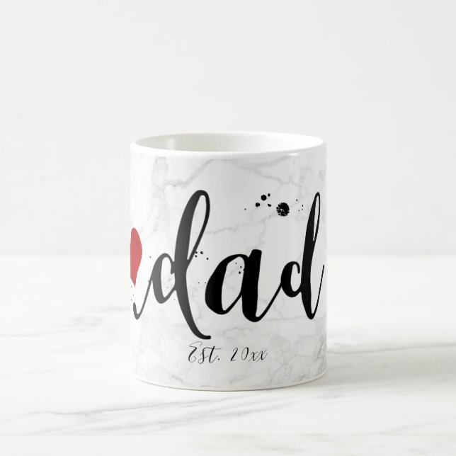 PixDezines NEW DAD Marble+Modernes Skript Tasse (Mittel)