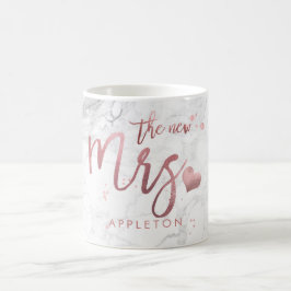 PixDezines New Mrs./Marble Imitats Rose Gold/Scrip Kaffeetasse