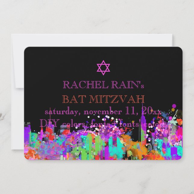 PixDezines NYC urban/bat mitzvah Einladung (Vorderseite)
