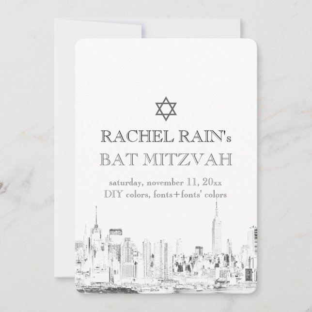 PixDezines NYC urban/bat mitzvah Einladung (Vorderseite)