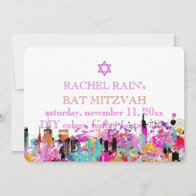 PixDezines NYC urban/bat mitzvah Einladung (Vorderseite)