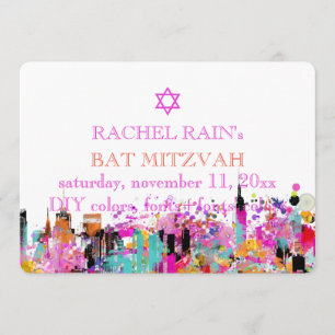 PixDezines NYC urban/bat mitzvah Einladung