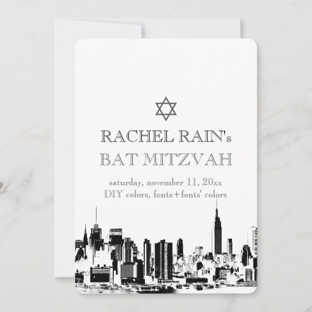 PixDezines NYC urban/bat mitzvah Einladung (Vorderseite)