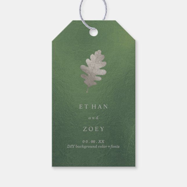 PixDezines Oak-Blätter/Silver/DIY-Hintergrund Geschenkanhänger (Vorderseite)