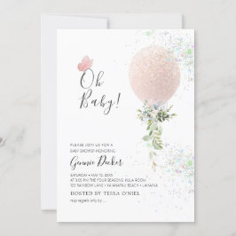 PixDezines Oh Baby Blush Balloon Baby Shower Einladung