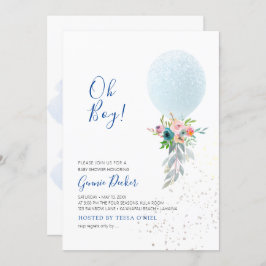 PixDezines Oh Boy Balloon Baby Shower Einladung