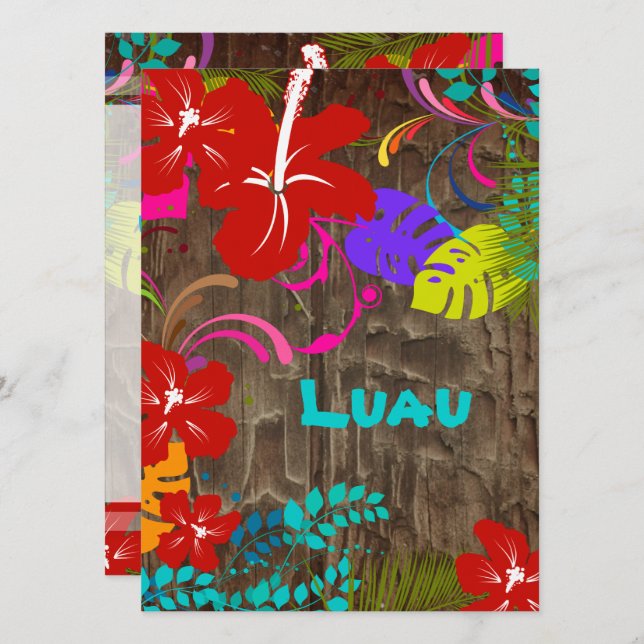 PixDezines Ohana Luau Einladung (Vorne/Hinten)