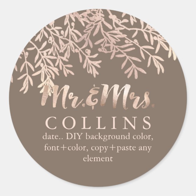 PixDezines Olebt/Imitate Rose Gold/DIY Hintergrund Runder Aufkleber (Vorderseite)