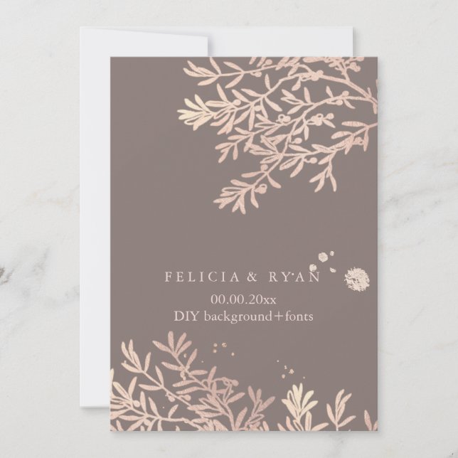 PixDezines Olive Branches/Rose Gold/DIY Beckgrand Einladung (Vorderseite)