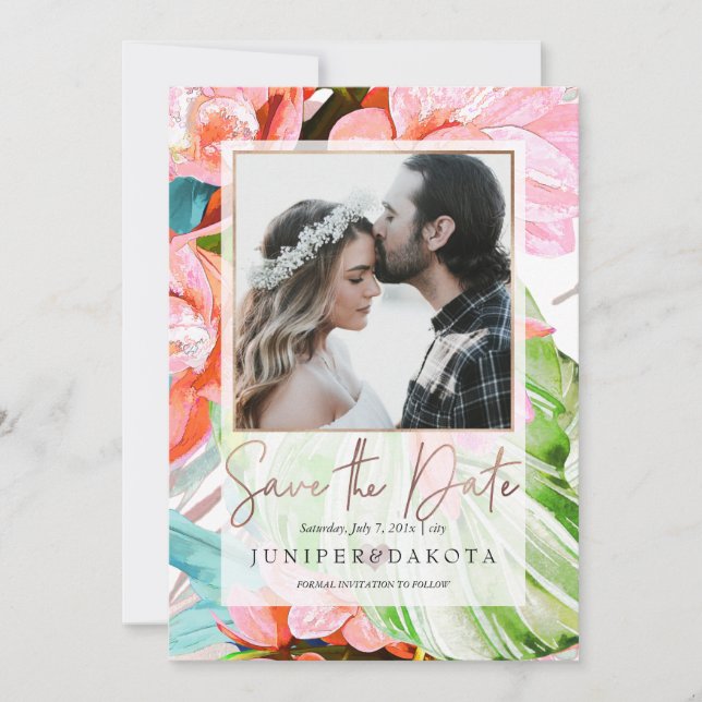 PixDezines Orchid Isle, Palms, Tropischer Rett Einladung (Vorderseite)