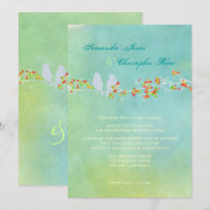 PixDezines Original Love Birds auf Wasserfarbe Einladung