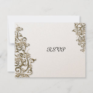 PixDezines Ornamentale Rustikale Goldene Schwünge RSVP Karte