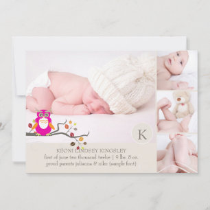 PixDezines-owl-Fotovorlage Geburtsankündigung Ankündigung