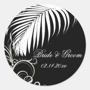PixDezines palm frond Hochzeitsticker Runder Aufkleber