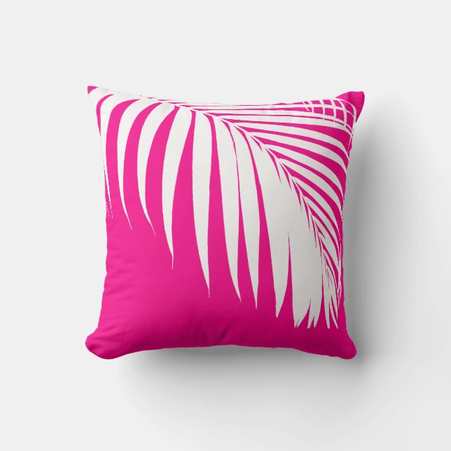 PixDezines Palm Fronds/Hot Pink/White Kissen (Vorderseite)
