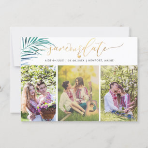 PixDezines Palm Fronds Imitate Gold Moderne Schrif Save The Date