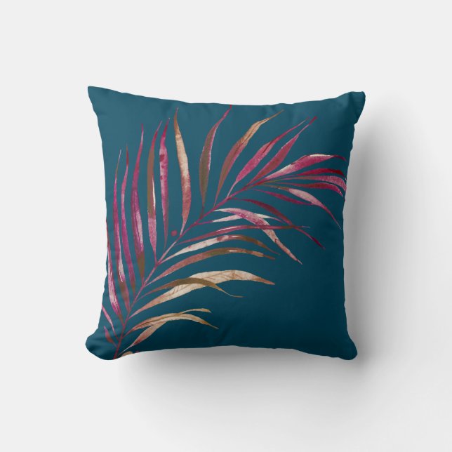 PixDezines Palmfronds, Bordeaux+Rose Gold Kissen (Vorderseite)