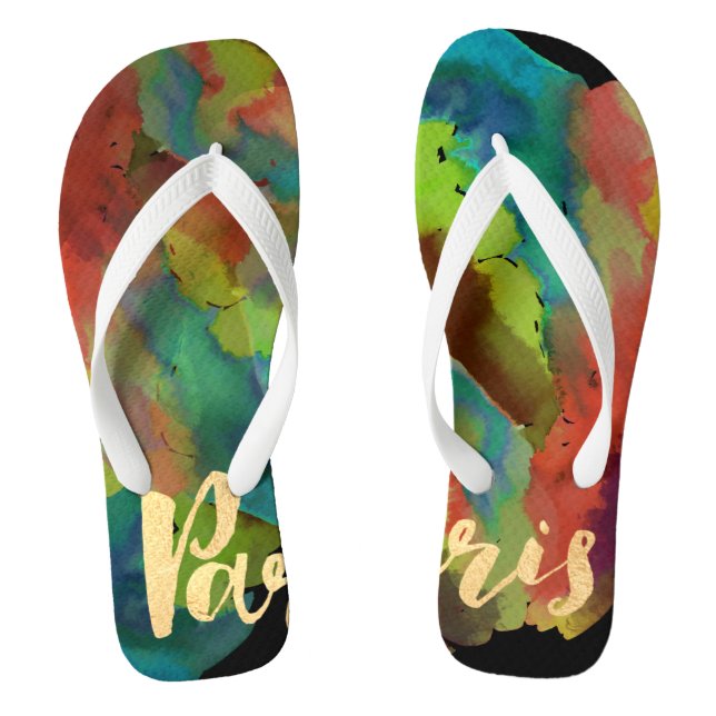 PixDezines paris/coole Wasserfarbe Flip Flops (Fußbett)