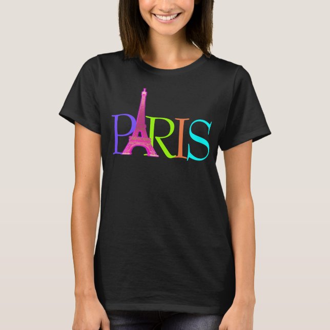 PixDezines paris, eiffelturm/DIY-Schriftart+neon T-Shirt (Vorderseite)