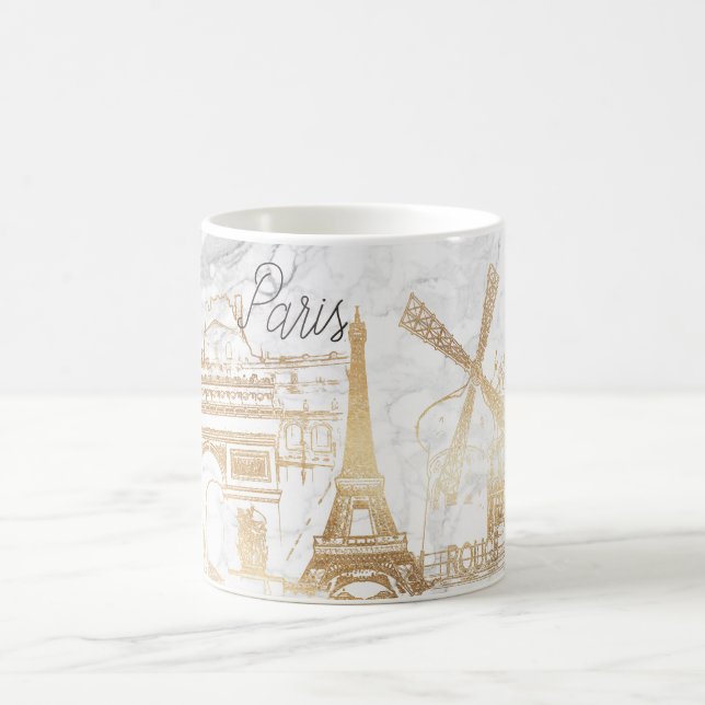 PixDezines PARIS in IMITATEN GOLD+MARBLE Kaffeetasse (Mittel)